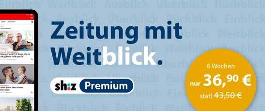 Ein Bild mit dem Slogan Zeitung mit Weitblick und einem gelben Störer auf dem steht 6 Wochen nur 36,90 € statt 43,50 €
