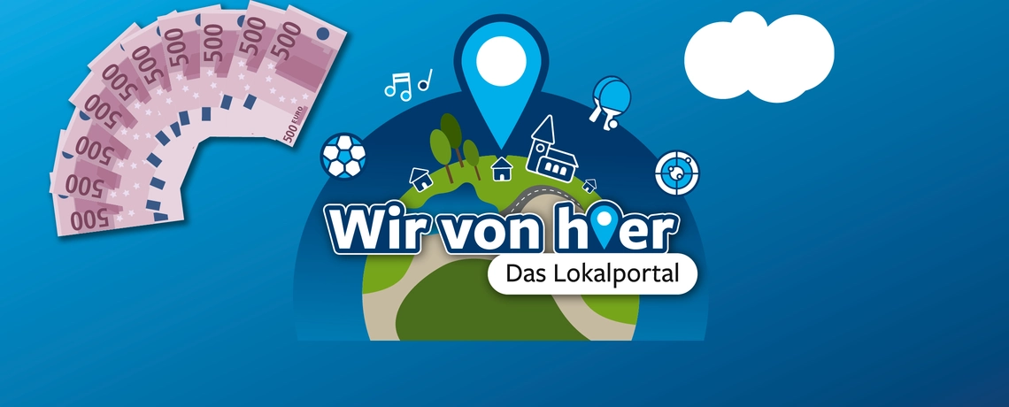 Weltkugel mit Logo "wir von hier"
