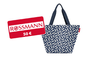 ein 50 € Rossmann-Gutschein und ein reisenthel shopper M signature navy