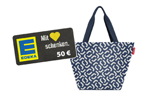 50 € Edeka-Gutschein und ein Reisenthel shopper M signature navy
